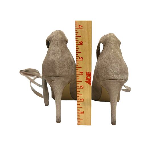 BCBGeneration Beige Taupe Suede Ellah Pumps Tie Wrap High Heels Stilettos Size 8 - Picture 5 of 16